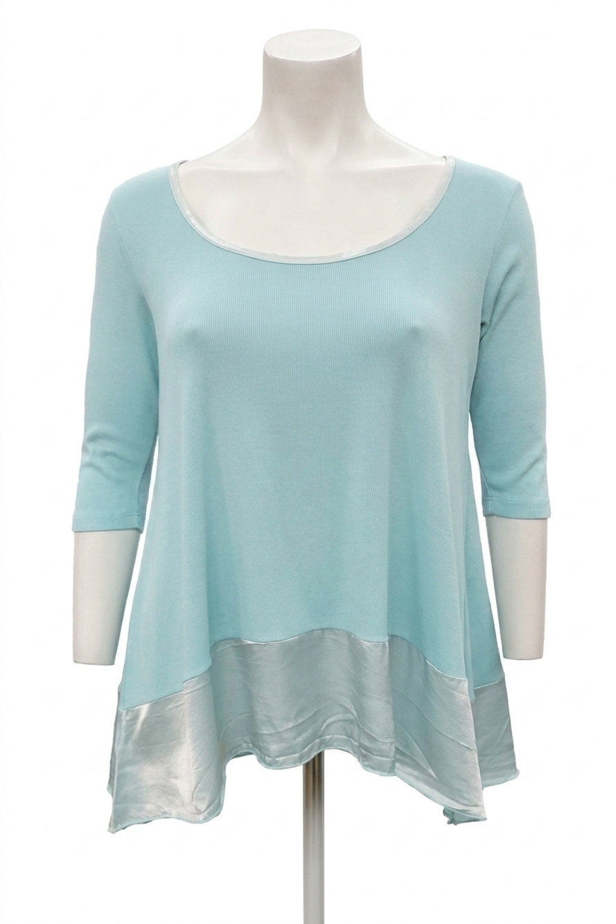 NEW PJ HARLOW kiki three quarter loose top in aqua